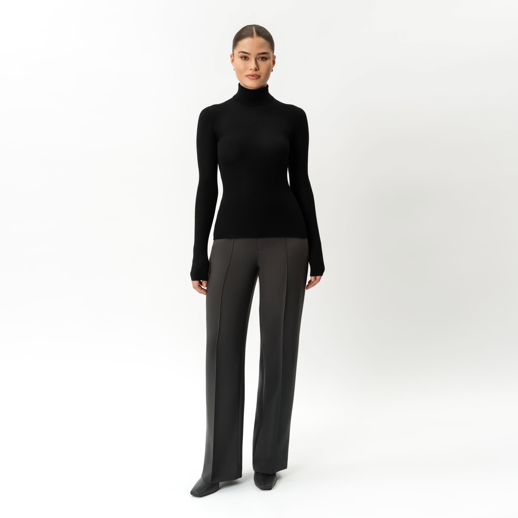 Merino Wool Ribbed Turtleneck - Ninepine